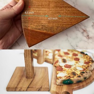 Bandeja redonda de madera para cortar pizza con soporte, para fiestas, plato para carne, tabla de servir - Product Image 3