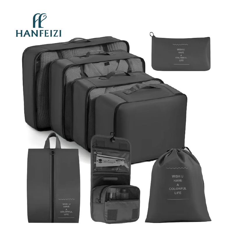 Hanfeizi Hot Selling 8pcs Set Packing Cubes For Suitcase Large Travel Cubes Luggage Organizer Bags Set With Travel Accessories