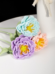 Ramo de Peonías de Diamante Tejido a Crochet Hecho a Mano |   Flores de Peonía Tejidas <span class=keywords><strong>para</strong></span> <span class=keywords><strong>Siempre</strong></span> |   Decoración Boho <span class=keywords><strong>para</strong></span> el Hogar / Boda / Día de la Madre - Product Image 4