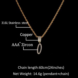 Collana <span class=keywords><strong>con</strong></span> <span class=keywords><strong>Ciondolo</strong></span> Lettera Personalizzata in Oro 18k Stile Hip Hop, <span class=keywords><strong>con</strong></span> Zirconi Bling, Gioielli da Rapper per Uomo e Donna - Product Image 5