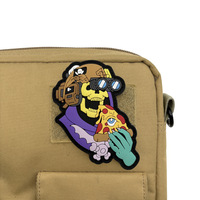 Patch PVC 3D personnalisable Prêt à l'emploi, motif Pizza Skull Night Vision, pour chapeaux tactiques