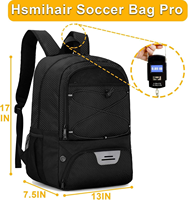 Sac à dos de sport en nylon avec compartiment séparé pour chaussures, crochet de suspension, fermeture éclair métallique ultra-légère, sac de basketball spacieux