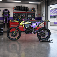 Moto tout-terrain professionnelle KR8 PR300, 330 mm de garde au sol, moto de course jaune et violette