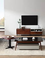 Combinaison de meubles de luxe 870116, table basse moderne en teck et meuble tv