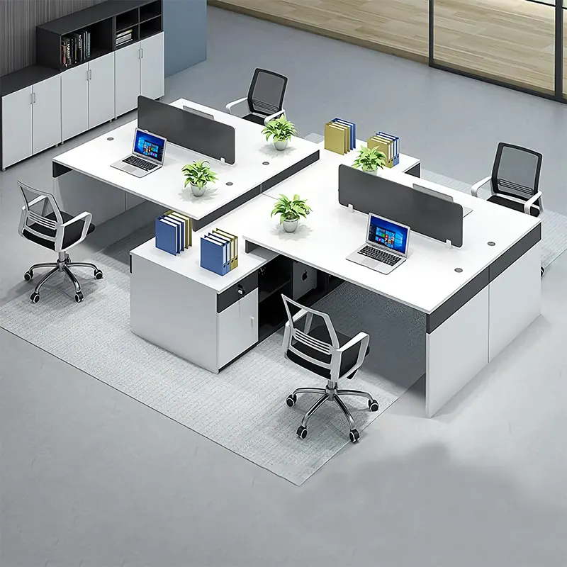 Mesa L Vorm Wit Luxe Kantoor Tafel Set 4 Persoon Zits Executive Computer Modulaire Personeel Kantoor Cel Workstation Bureau