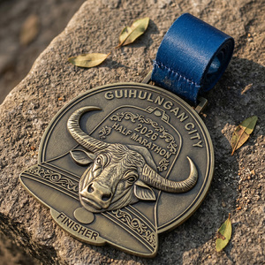 Medallas de Metal de Aleación de Zinc Chapadas en <span class=keywords><strong>Latón</strong></span>, Grabadas en 3D con Búfalo Acuático, Premio para Carreras, Medallas de Medio Maratón para Eventos de Carrera - Product Image 3