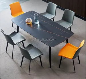 new design dining room furniture tempered glass table Italian rock board dining table and chair