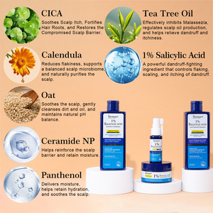Champú Profesional de Ácido Salicílico de Marca Privada, Champú Antifúngico para el Cuero Cabelludo con Aceite de Árbol de Té para la <span class=keywords><strong>Dermatitis</strong></span> Seborreica y Reparación del Cabello - Product Image 3