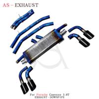 Échappement arrière Valvetronic en titane pour Porsche Cayenne 9Y0 E3 3.0T 2.9T 2019-2025, finition polie miroir bleue, échappement direct