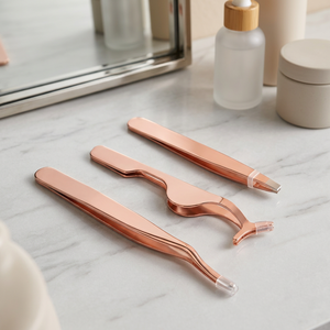 Outil pour cils artificiels, applicateur de faux cils, outils pour cils, ciseaux pour faux cils (Rose doré), 3 pièces - Product Image 5