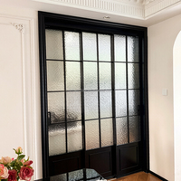 Porte coulissante de style français en verre avec cadre en aluminium, double vitrage, pour chambre, salle de bain, hôtel, maison, bureau - Vente en gros