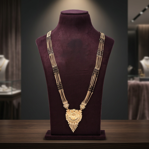 Wholesale 24K Gold Plated Pendant Long Mangalsutra With Black Beads Wedding season Jewelry Latest Traditional Design Mangalsutra - Product Image 1