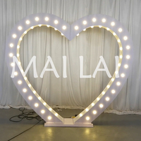 Arche en PVC en forme de cœur, blanche, éclairage LED 3D, accessoires de scène pour mariage, location de scène
