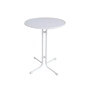 High Quality Outdoor Casual Round Folding Table Portable Garden White High Bar Table Wood Added Around Edge