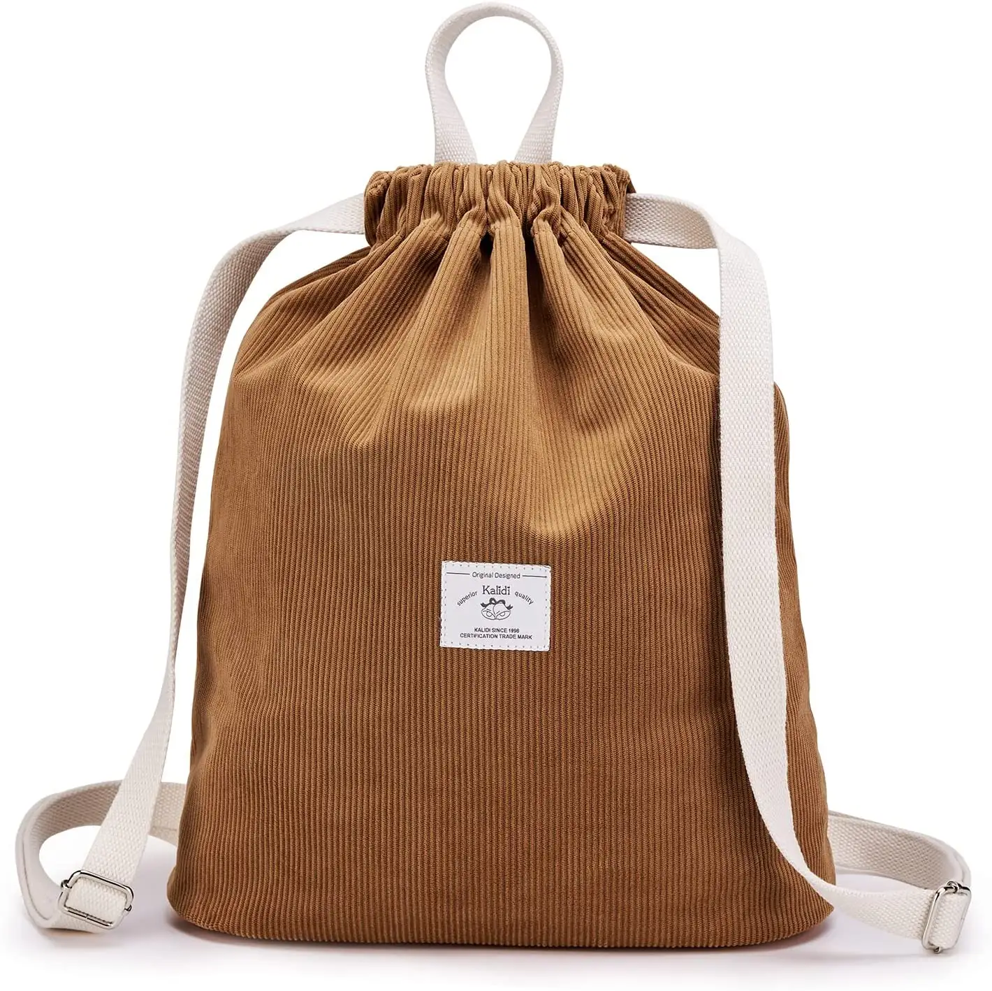 Low MOQ Customized Gift Corduroy Cloth Drawstring Backpack Cotton Canvas Bag With Logo