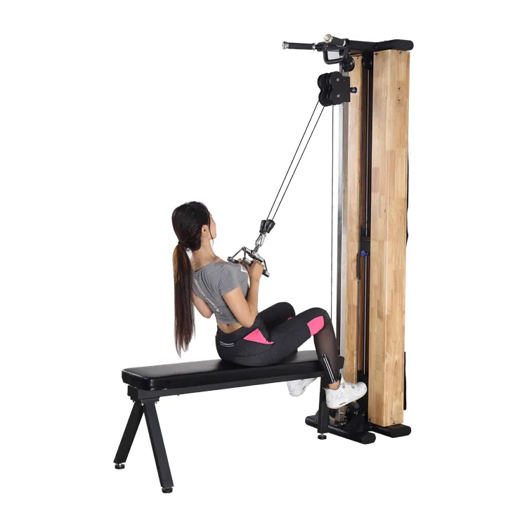 Wall Mounted Lat Pull down Low Row Adjustable Dual Pulley Cable Multi Function Station for Commercial Gym