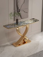 Nouvelle table console de luxe moderne avec plateau en marbre, design en acier inoxydable, table d'entrée haut de gamme, meubles de salon