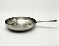 Poêle à frire triple couche en acier inoxydable 24 cm, compatible four et tous feux, pour cuisson quotidienne sans revêtement