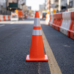 Cono de Tráfico Flexible de PVC Naranja, Base de 370x370 mm, Peso de 4 kg, Luz Intermitente Reflectante con Energía Solar para Aplicaciones de Advertencia Vial - Product Image 3