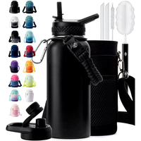 Bouteille d'eau de sport grande capacité 64/87/128oz sans BPA, qualité alimentaire, réutilisable, anti-fuite, portable, avec logo personnalisé, vente en gros