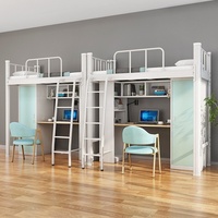 Meubles d'école commerciaux, lit mezzanine en métal robuste avec garde-corps, espace de rangement, design minimaliste moderne, lits pour dortoirs étudiants