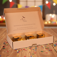 Caja de Cartón Kraft Marrón de Lujo Personalizada para 6 Botellas de Vino, con Asa, Forro de Esponja Desechable, Impresión en Lámina Dorada