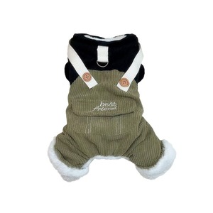 Pet Fleece-Lined <b>Overalls</b> Black And Green Patchwork <b>Winter</b> Four-Legged Clothing For Small Medium Dogs - Product Image 4