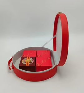 กล่องของขวัญเค้กพระจันทร์เปิดปิดได้ระดับกลางฤดูใบไม้ร่วงกระดาษแข็งแบบพกพาเทียนกล่องหนัง - Product Image 3