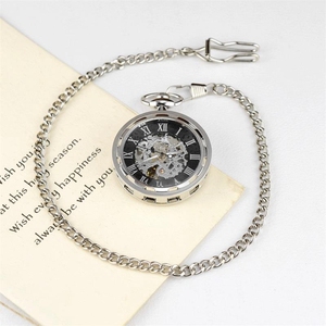خمر رجل الهيكل العظمي الميكانيكية التلقائي ساعة جيب ذات سلسلة - Product Image 5