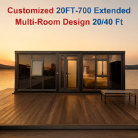 Maison conteneur modulaire à double aile extensible, 2, 3 ou 4 chambres, avec panneaux sandwich isolés, pour villas de villégiature et camps de vacances