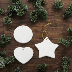 High Quality Wholesale Custom Decoration Sublimation Blank Ceramic Round Christmas Ornaments Personalized <strong>Tree</strong> 8.3x6.7cm - Product Image 3
