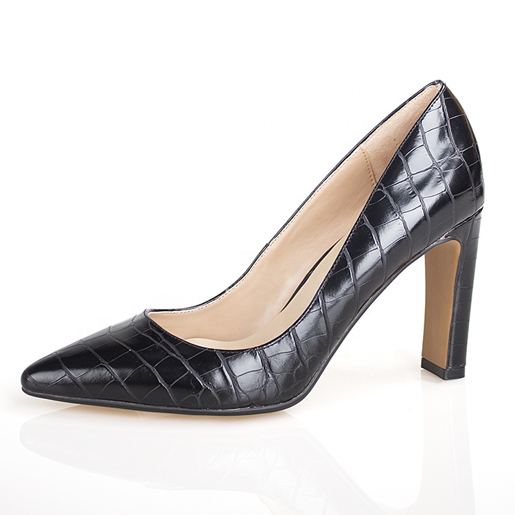 Модельные туфли; Туфли-лодочки на высоком каблуке; Пикантная женская обувь; Женские туфли-лодочки с острым носком на квадратном каблуке; Цвет Черный