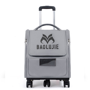 Baolujie Pet Carrier <b>Backpack</b> Oxford Fabric Large Capacity <b>Cat</b> Luggage Gray Solid Color - Product Image 5