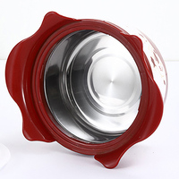 Lot de 4 Bols à Salade Rouges Isothermes Double Paroi en Acier Inoxydable, Set Chauffant avec Couvercle pour Plats Chauds, Récipient de Conservation Alimentaire