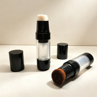 Flacon pompe airless rechargeable de 15 ml pour fond de teint avec applicateur éponge / pinceau de maquillage