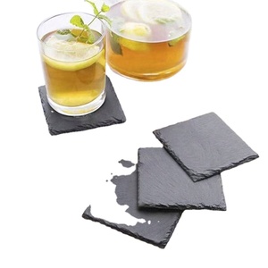 Natural Slate Coasters Set - Round, Square & Heart-Shaped Stone Drink Coasters with Engraved Designs, Heat-Resistant for Home & - Product Image 2
