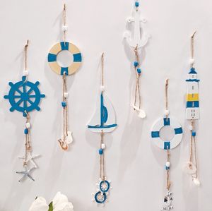 Colgante decorativo de estilo mediterráneo para colgar en la pared, jardín de infantes, faro colgante, <span class=keywords><strong>vela</strong></span>, artesanías de madera - Product Image 3