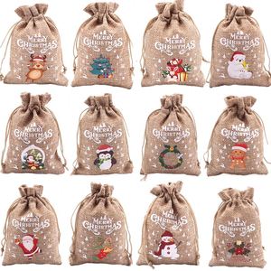 10*15cm Natural Jute Stock Flax Storage Sack Merry Christmas Reusable Jute Pouch Custom Print Drawstring Linen Bread Storage <b>Bag</b> - Product Image 1