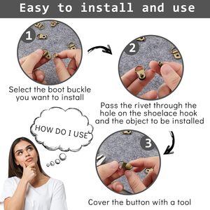 Kit de réparation de lacets de chaussures et bottes en bronze, avec crochets, œillets, boucles métalliques, anneaux et rivets, pour la réparation et le remplacement de chaussures - Product Image 3