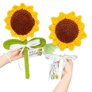 Rose <span class=keywords><strong>tournesol</strong></span> faite à la main et fleurs au crochet oeillet pour la fête des enseignants ou le cadeau de bouquet magnifiquement tissé du nouvel an - Product Image 5