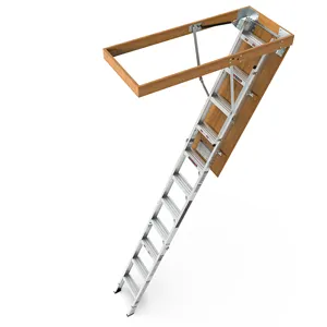 Diskon besar tangga loteng lipat Aluminium tersembunyi Manual dapat ditarik