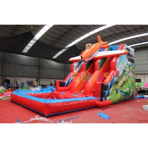 Maison de rebond commerciale en PVC Cross Fire double toboggan gonflable videur combo Super Wings château gonflable avec location de piscine - Product Image 2