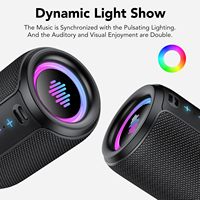 Altavoz Bluetooth Portátil para Exteriores con Resistencia al Agua IPX7, Sonido Estéreo Inalámbrico de 12W, Bluetooth 5.4, 12 Horas de Reproducción, Luces RGB, Emparejamiento TWS