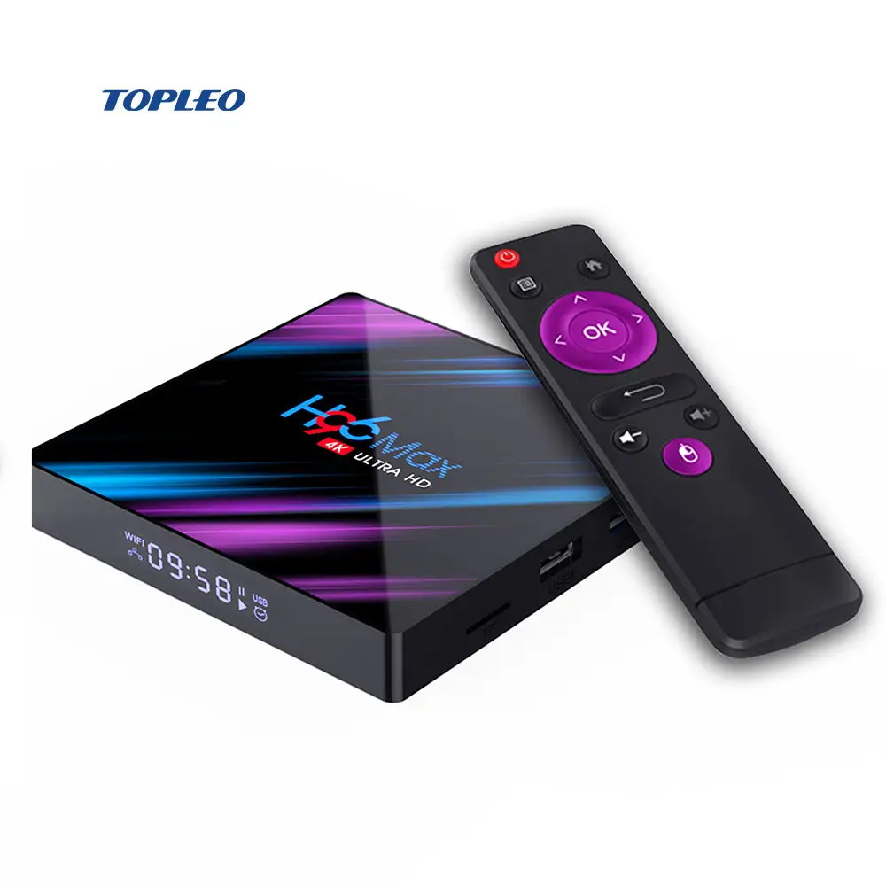 Topleo-receptor de tv digital H96 max, decodificador de señal con android 9,0, 2GB, 4GB de ram, 16GB, 32GB, 64GB de ROM, iptv, RK3318