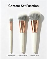 3Pcs Set Kuas Makeup Berkualitas Tinggi Profesional Bulu Sintetis Lembut untuk Kontur, Buffing, Highlight, dan Blending Warna Rose Gold Grosir Kustom