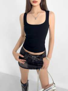 Camiseta sin mangas de algodón de alta elasticidad con cuello cuadrado, ajustada, sexy, deportiva, para <span class=keywords><strong>mujer</strong></span>, top de verano con <span class=keywords><strong>tirantes</strong></span> para chica - Product Image 4