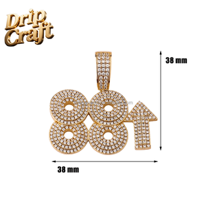 จี้ตัวเลขฮิปฮอป <span class=keywords><strong>88</strong></span> ชุบทองคำแท้ด้วยเซอร์โคเนียมเต็มตัว สำหรับผู้ชายและผู้หญิง เครื่องประดับแฟชั่นสั่งทำได้ - Product Image 6