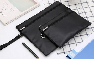 Bonita cartera A4, bolsa plana para documentos, bolsa con cremallera y logotipo personalizado, sobre de cuero suave, bolsa de maquillaje - Product Image 3