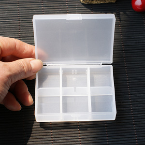 Mini Medicine Box With Six Compartments Detachable Dividers Portable Travel Pill Storage Case White Solid Color LKL 030 - Product Image 1