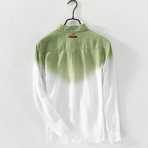 <span class=keywords><strong>Camicia</strong></span> da <span class=keywords><strong>uomo</strong></span> personalizzata in cotone biologico certificato, con stampa cinese, tinta a gradiente, bottoni, maniche lunghe, stile High Street, per l'autunno - Product Image 3